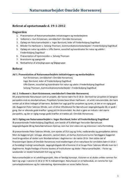 Referat af opstartsmøde d - Natur for Alle