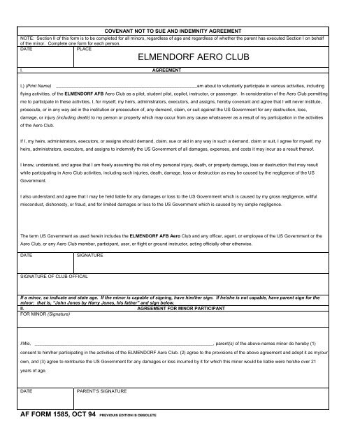 Membership Application Package - Elmendorf Aero Club