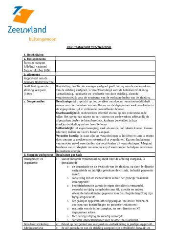 Resultaatgericht functieprofiel - Zeeuwland