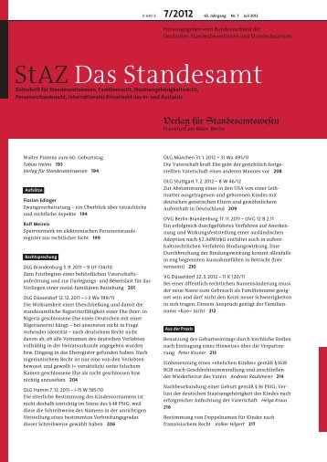 7/2012 - Verlag für Standesamtswesen