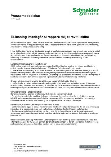 Pressemeddelelse El-løsning imødegår ... - Schneider Electric