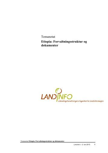 Temanotat Etiopia: Forvaltningsstruktur og dokumenter - LandInfo