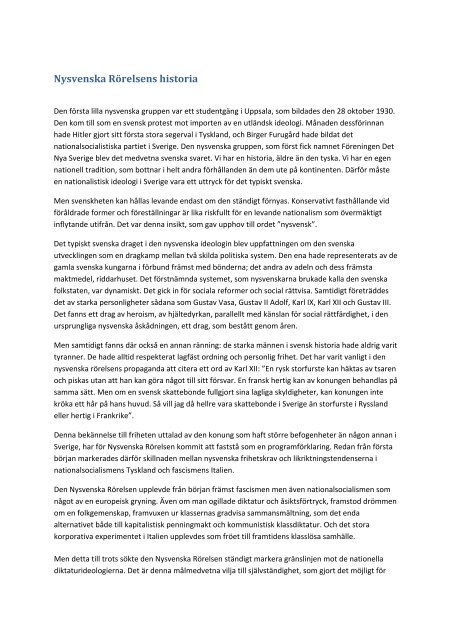 Nysvenska Rörelsens historia