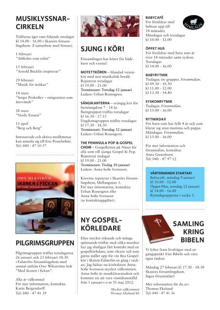 Nr 1 JANUARI/FEBRUAR I 2012 - Skanör Falsterbo Kyrkans Väl