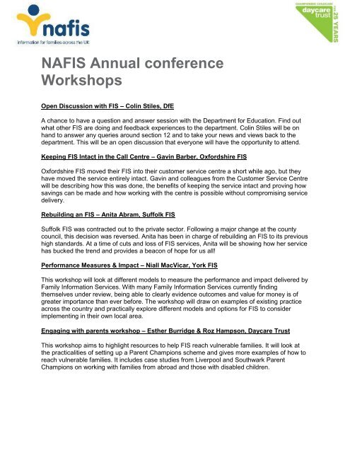 NAFIS Annual conference - Daycare Trust
