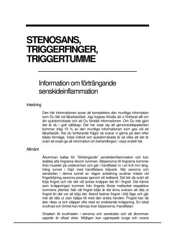 STENOSANS, TRIGGERFINGER, TRIGGERTUMME