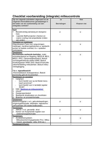 Checklist voor de voorbereiding van een integrale controle - Pmgg