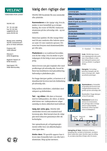 VELFAC 600 facadedøre VELFAC 600 facadedøre