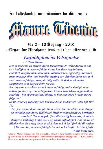 Blad nr 2 2010 - Mamre Tidende