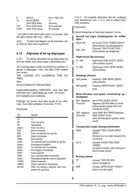 Statens Luftfartsvæsen ATS-instruks 14 Kommunikation