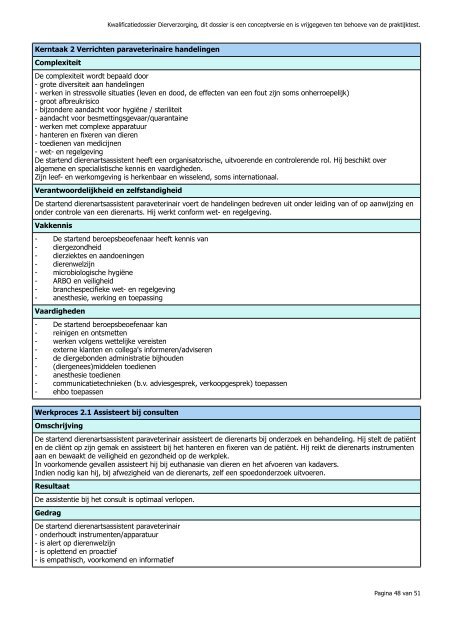 Kwalificatiedossier MBO: Dierverzorging Profiel(en):