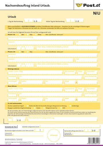 Nachsendeauftrag Inland Urlaub.