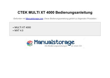 CTEK MULTI XT 4000 Bedienungsanleitung - Manualstorage