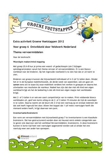 Groep 6: Spindiagram vervoer (voor leerkracht)