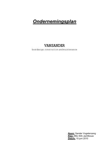 Ondernemingsplan (VanSander)