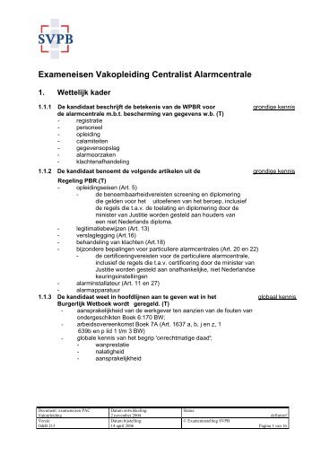 Exameneisen Alarmcentrale Operator - SVPB