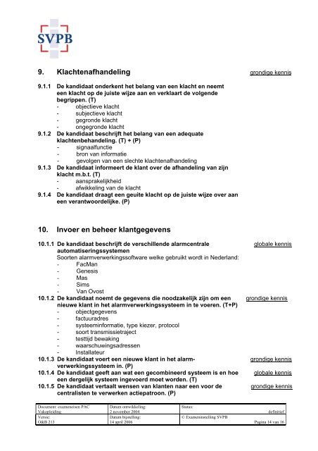 Exameneisen Alarmcentrale Operator - SVPB