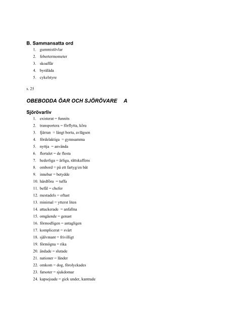 Facit till Zoom Svenska, Ordkunskap år 5 - Sanoma Utbildning