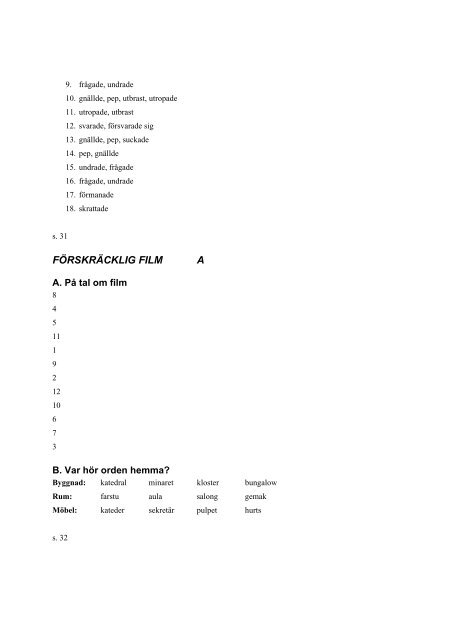 Facit till Zoom Svenska, Ordkunskap år 5 - Sanoma Utbildning