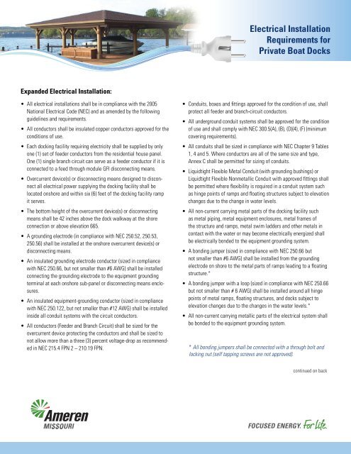 Electrical Installation Requirements For Private Boat Docks