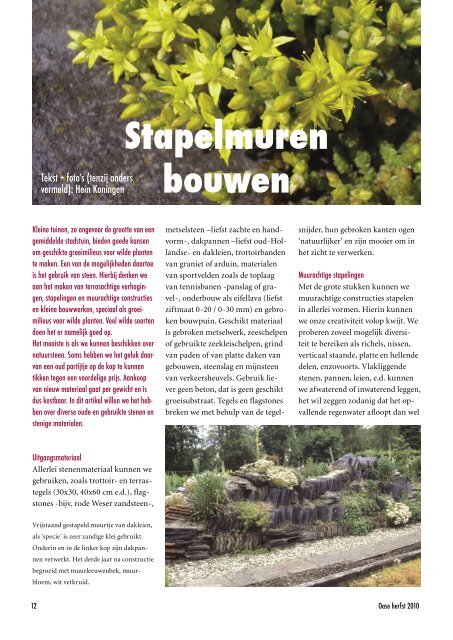 Stapelmuren bouwen - Stichting Oase