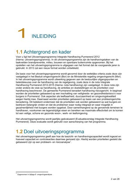 Uitvoeringsprogramma Integrale Handhaving Purmerend 2012