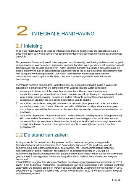 Uitvoeringsprogramma Integrale Handhaving Purmerend 2012