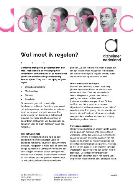 Wat moet ik regelen?.pdf - Alzheimer Nederland