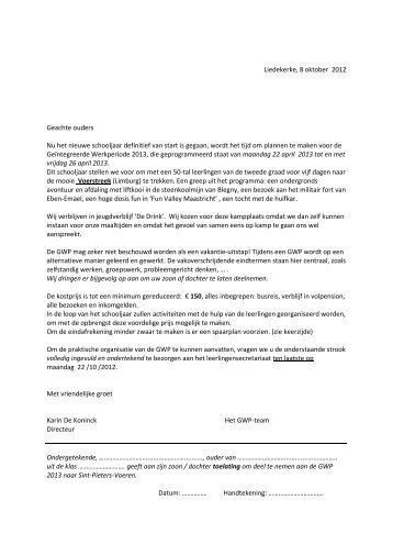 brief i.v.m GWP Voeren - KTA Liedekerke