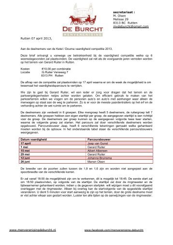 Uitnodiging deelnemers - Menvereniging De Burcht
