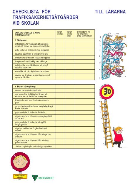 Checklista för skolans trafiksäkerhetsåtgärder - Liikenneturva