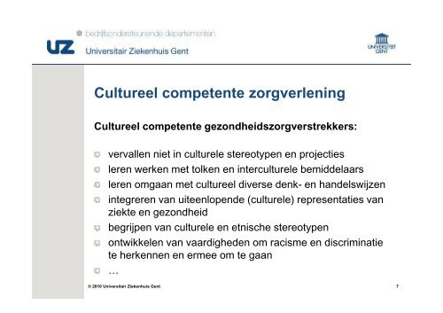 Interculturele competenties iedereen in hetzelfde bad ... - UZ Gent