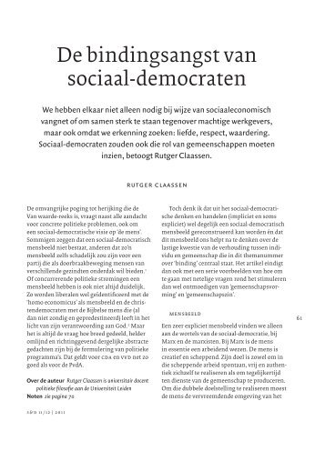 De bindingsangst van sociaal-democraten - Rutger Claassen