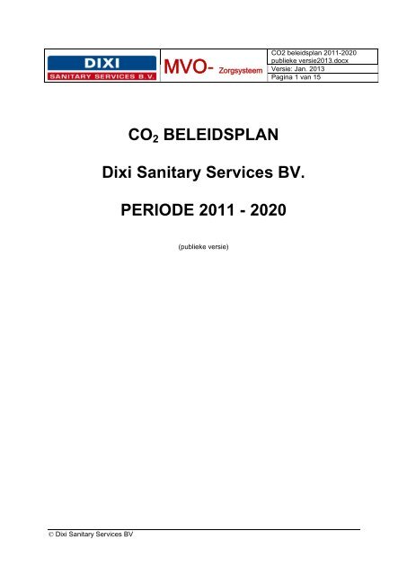 3.b.2 CO2-beleidsplan - Dixi Sanitary Services BV Nederland