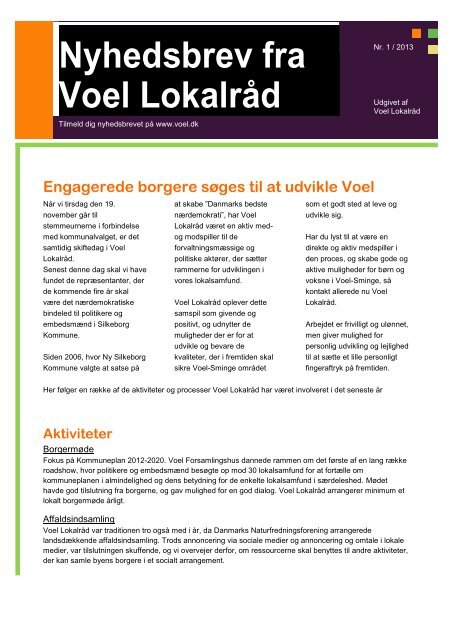 Nyhedsbrev fra Voel Lokalråd - Voel.dk
