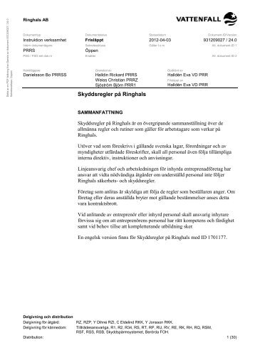 Skyddsregler på Ringhals (PDF 278 kB) - Vattenfall