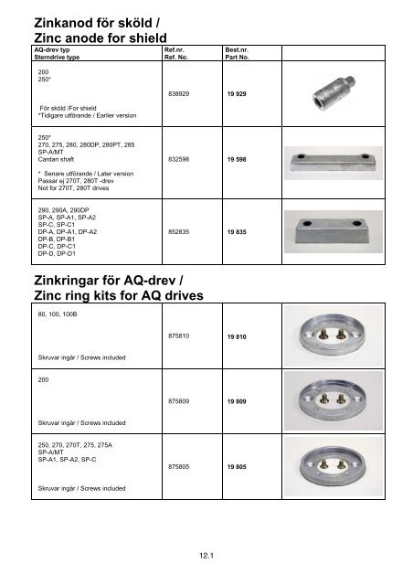 Gasket kits for sea water pump