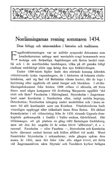 Norrlänningarnas resning sommaren 1434. - Murberget ...