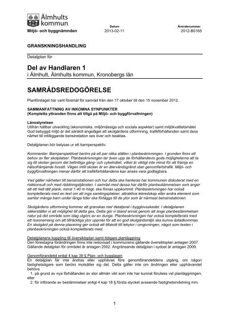 Handlaren 1-granskn-samrådsredogörelse.pdf - Älmhults kommun