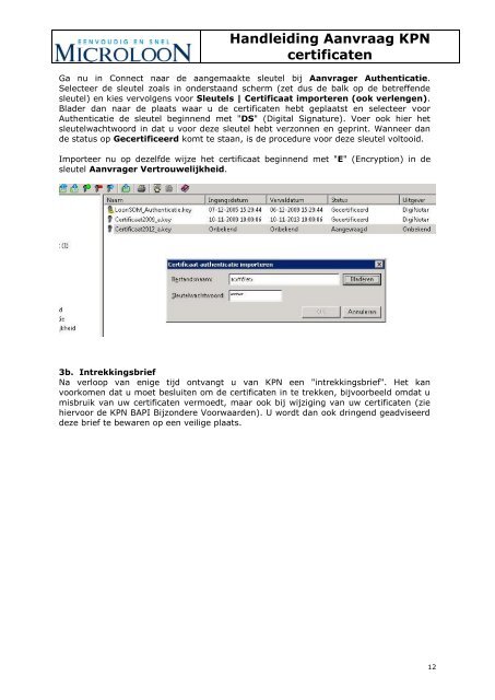 Handleiding Aanvraag KPN certificaten - Microloon