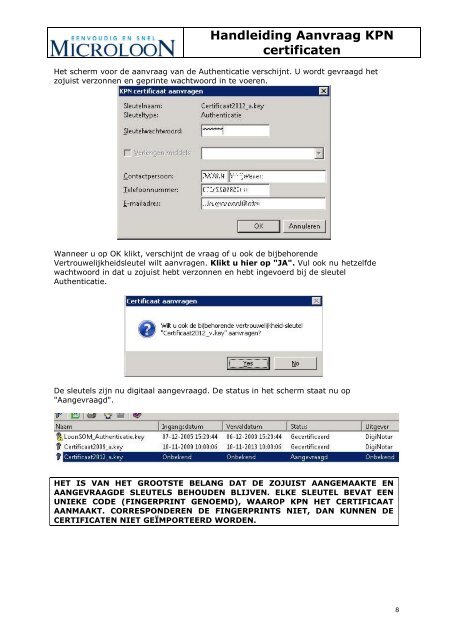 Handleiding Aanvraag KPN certificaten - Microloon