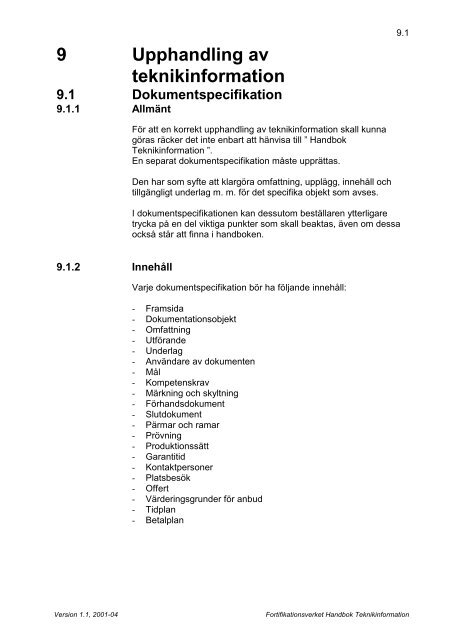 Handbok Teknikinformation (.pdf) - Fortifikationsverket