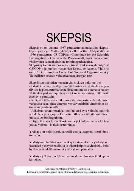 Skeptikko 45, 2/2000 - Skepsis ry