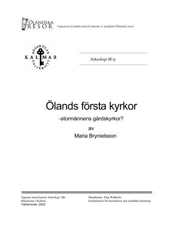 Olands forsta kyrkor.pdf - Öländska resor