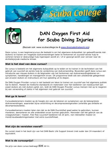 DAN Oxygen First Aid for Scuba Diving Injuries - Scuba College