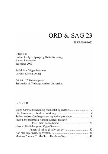 Ord & Sag 23 - Peter Skautrup Centeret - Aarhus Universitet