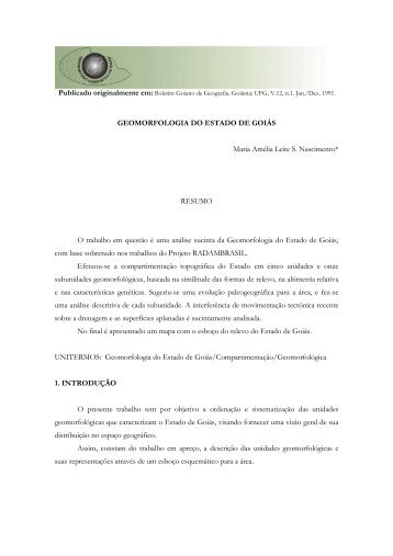 GEOMORFOLOGIA DO ESTADO DE GOIÁS Maria Amélia ... - UFG