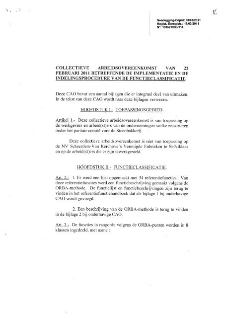 collectieve arbeidsovereenkomst van 22 februari 2011 betreffende ...