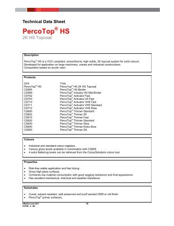 Technical Data Sheet PercoTop ® HS - Movac Group Limited
