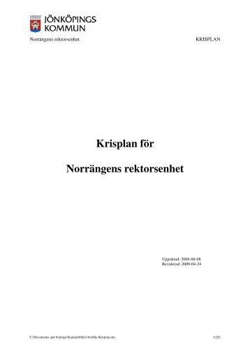 Krisplan för Norrängens rektorsenhet - Skola.jonkoping.se